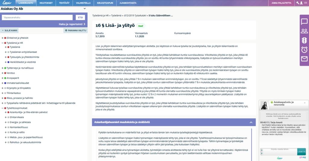 Talous ja henkilöstöhallinnon lakiseuranta TES